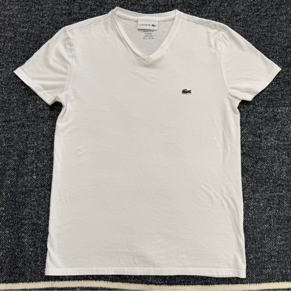 Lacoste Other - Lacoste Lightweight Pima Cotton V-Neck Tee Shirt Mens XS White